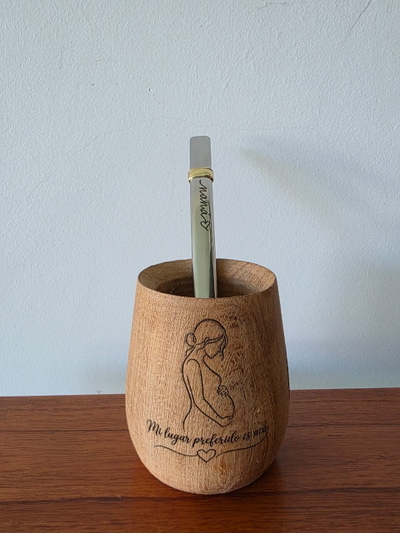 Mate Madera Dia de la Madre + Bombilla de regalo
