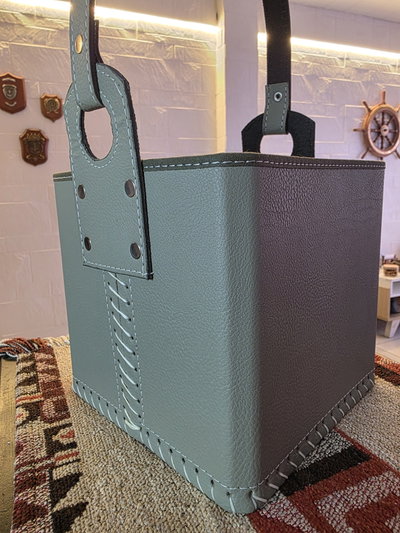 Canasta cuerina verde