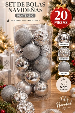 Bolas Navideñas en Tubo x 20 unidades