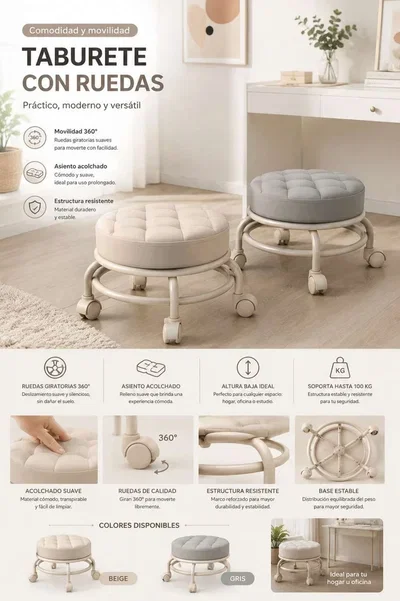 Taburete con Ruedas Cute