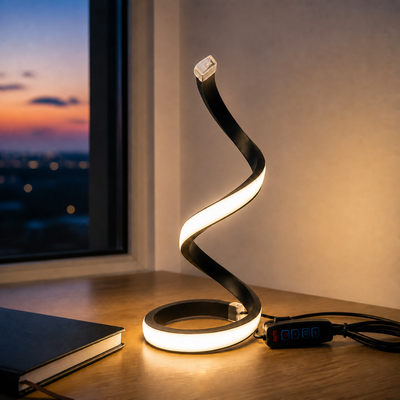 Lámpara LED de Escritorio Espiral 2 USB