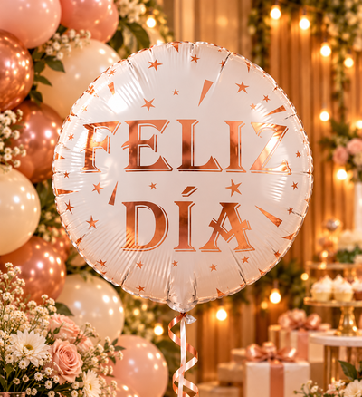 Globo metalizado feliz dia champagne gold 45 x 51