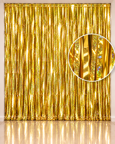 Cortina holográfica dorada 100x200cm