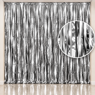 Cortina metalizada plateada 100x200 cm