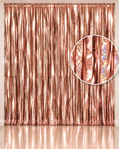 Cortina holográfica rosa gold 100x200cm