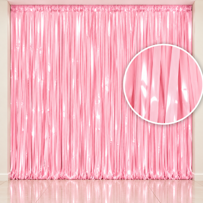 Cortina metalizada rosa bebe 100x200 cm