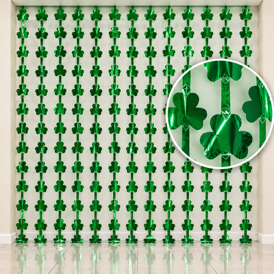 Cortina metalizada treboles 100x200 cm