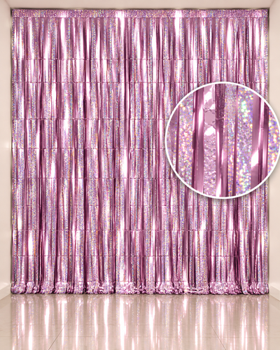 Cortina holográfica rosa 100x200cm