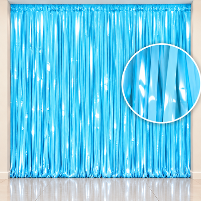 Cortina metalizada celeste 100x200 cm