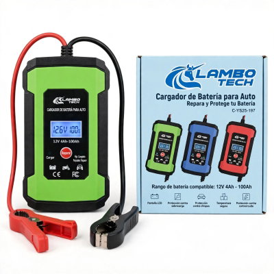 Cargador De Batería Para Auto Lambo Tech C-YS25-197 12V 4Ah-100Ah Con Reparador