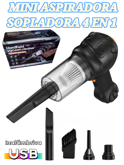 Aspiradora De Mano Grupoferta Inalambrica 4 En 1 Para Auto Casa Recargable Usb Negro
