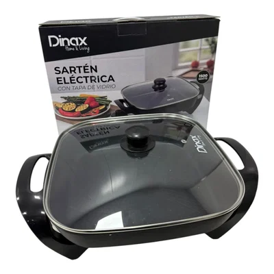 sartén/olla eléctrica tipo paellera Dinax Home & Living, de 1500 W, con tapa de vidrio