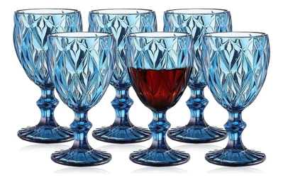 Set X6 Copas Vidrio Labrado 330ml  The Kitchen Color Azul