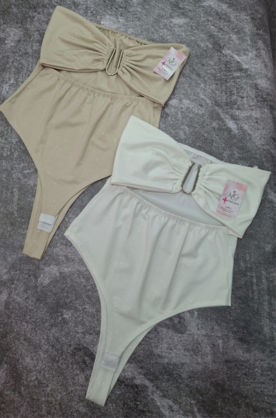 Body strapless con glitter