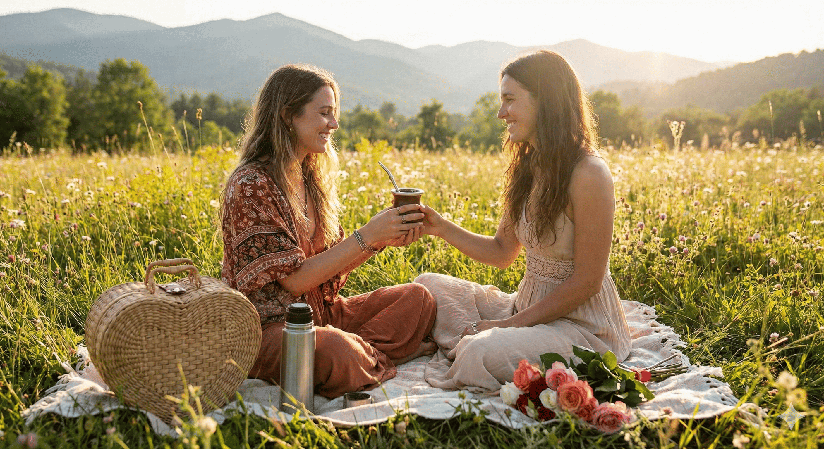 Pareja compartiendo un mate personalizado al aire libre regalo san valentin tecpic
