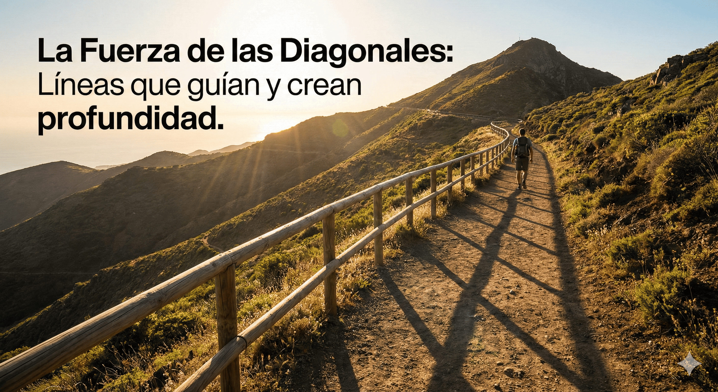 Uso de líneas diagonales en un camino para dar profundidad y dinamismo a una fotografía tomada con celular.