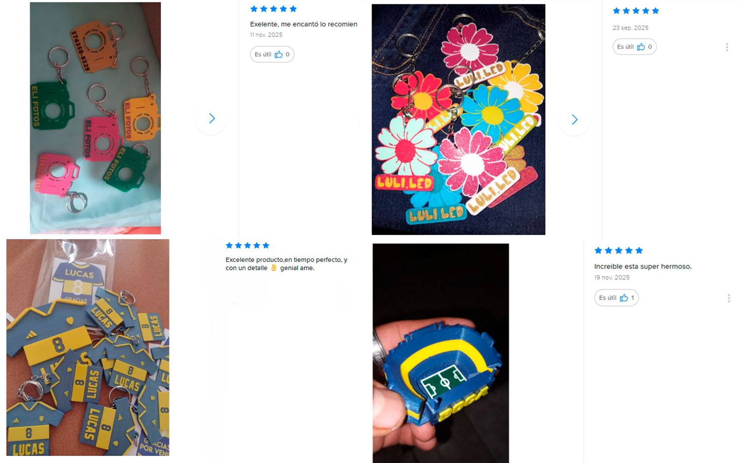 opiniones somos E3D, llaveros personalizados