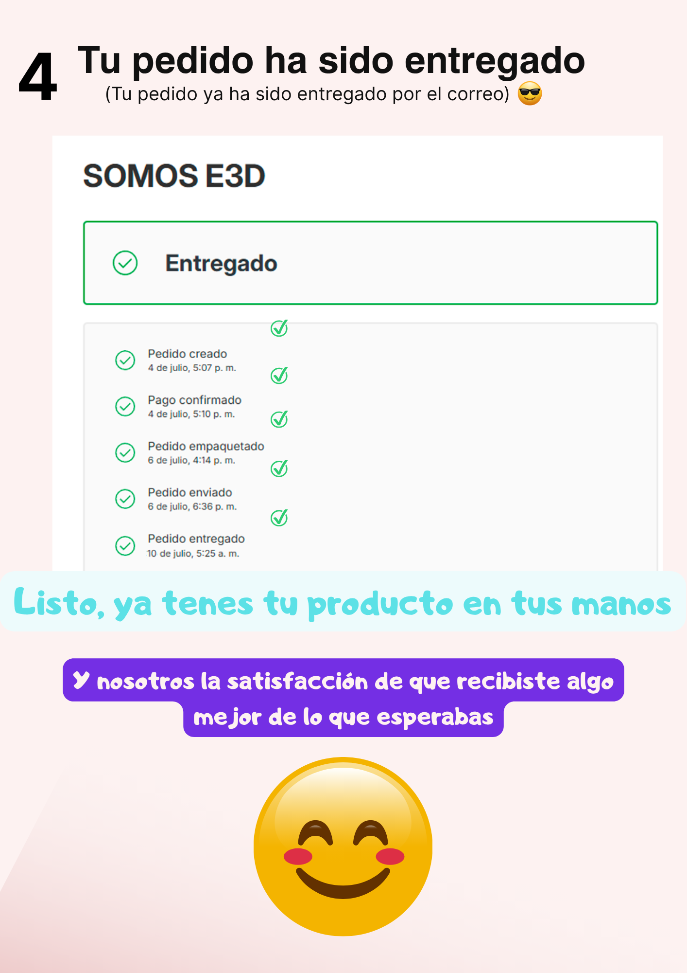 Instrucciones de seguimiento de pedido en web de SOMOS E3D