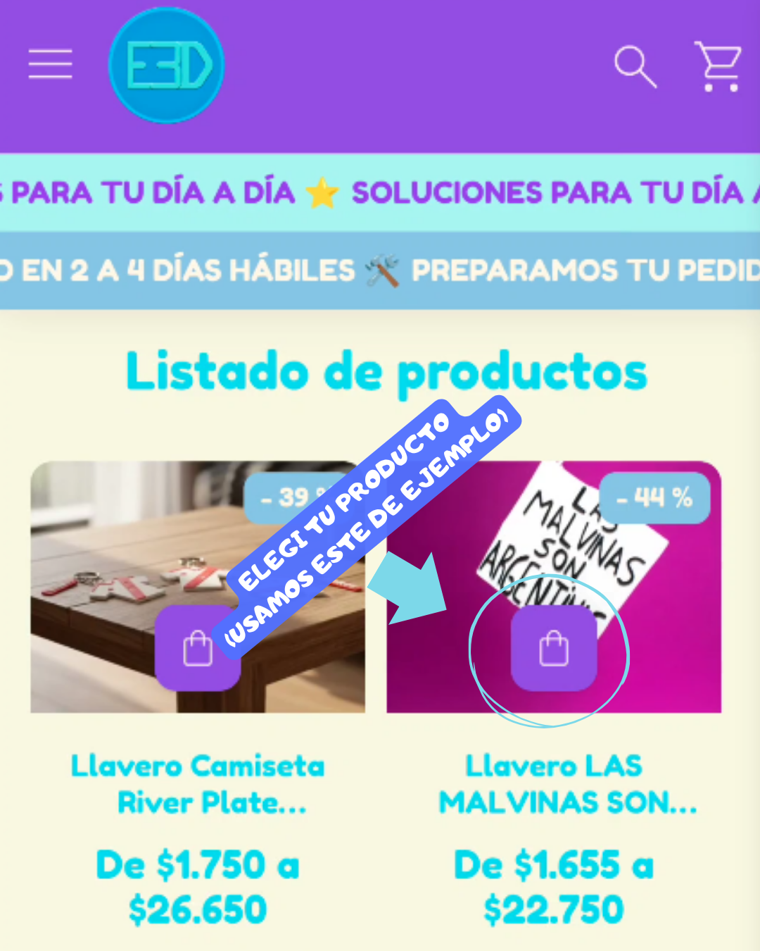 Paso 1 de instrucciones de compra en SOMOS E3D