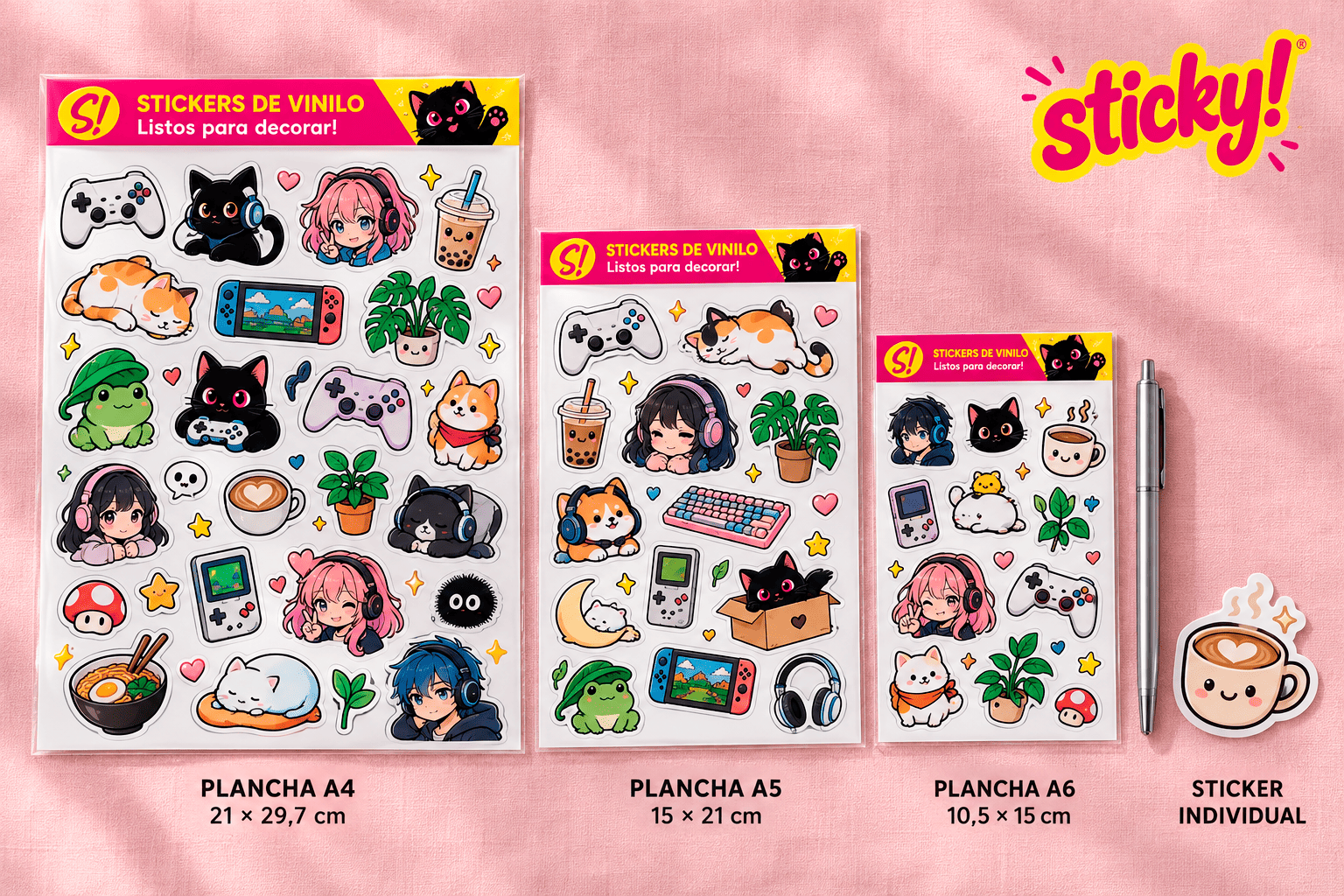 Guía de Tamaños de Planchas y Stickers Sticky